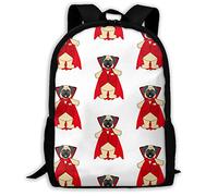Waterproof Rucksack Halloween Vampire Pug Book Bag Spacious Sports Bags for Work, Travel, Hiking, 42X32X14Cm