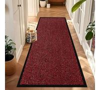 Waterproof Runner Rug for Kitchen Floor - Red, 90 x 150 cm - Heavy Duty Non Shed Waterproof PVC Backing Dirt Grabber Entrance Welcome Mat