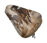 Waterproof Running Horses Bike Seat Cushion Cover, Padded Bicycle Seat Cover with Drawstring for Men Women, Wide Bike Saddles Protector for Mountain Exercise Road City Outdoor Biking