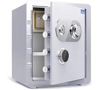 Waterproof Safe Safes and Boxes Home Small, All-Steel Mechanical Code Lock Disk Fireproof Anti-Theft Cash Cabinet That Can Be Fixed on the Wall, Siz,White-30 * 30Cm