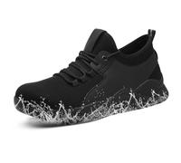 Waterproof Safety Trainers Men Lightweight Safety Shoes Non-Slip Steel Toe Cap Trainers,8 UK,Dark Black