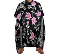 Waterproof Salon Cape, Eiffel Tower Paris And Roses, Hairdressers Gown Unisex Hair Dye Cape for Men Hairdresser Salons