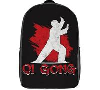 Waterproof School Bags Chinese Kung Fu Qi Gong Martial Arts Backpack Casual Rucksack for Camping, Work, Travel, 42X32X14Cm
