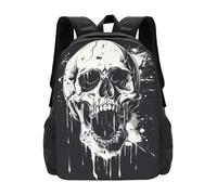 Waterproof Schools Backpack Horror Ghost Skull Print Knapsack Polyester Daypack for Work, Travel, Camping, 42X32X14Cm