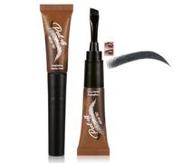 Waterproof Semi-Permanent Eyebrow Tint Kit - Peel-Off Gel Tattoo & Dye - Natural Long-Lasting Finish Flat Brush for Easy Application 05# Black