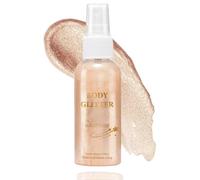 Waterproof Shimmer Highlighter Spray - Lightweight Quick-Dry Glitter Mist for Face, Hair & Clothes, Non-Sticky Glow Spray for Women, Radiant Liquid Shine（#03 Golden Brown） (#02 Rose Gold)
