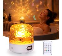 Waterproof Shower Bathroom LED Lamp 16 colours Ocean Wave Mood Light | Bath Mood Light with Remote & Touch Control, Rechargeable Lamp with Bluetooth Speaker & White Noise for Bathroom & Bathtub