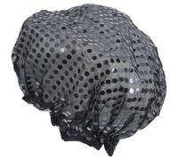 Waterproof Shower Cap for Women, Big Double Layer Black | Sequin Fabric and PEVA Construction, Elastic Fit for Adults, Suitable for Skincare Routines and Shower Use