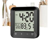 Waterproof Shower Clock - Waterproof Clock | LCD Wall Mount with Temperature Display and Countdown Timer for Bathroom, Shower, Kitchen, Spa, Exercises and