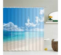 Waterproof Shower Curtain 180x250cm White Cloud Design Anti-Mold Machine Washable Outdoor Use Durable Polyester Fabric Antibacterial Bathroom Décor