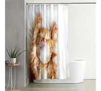 Waterproof Shower Curtain, Chickwin 3D Cat Printing Polyester Mould Proof Resistant Dry Quickly Liner Bathroom Curtain with Hooks for Bathroom Shower Stall Home Decor (Cute Cat,90x180cm)
