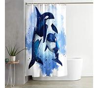 Waterproof Shower Curtain, Chickwin 3D Dolphin Printing Polyester Mould Proof Resistant Dry Quickly Liner Bathroom Curtain with Hooks for Bathroom Shower Stall Home Decor (Whale,180x200cm)