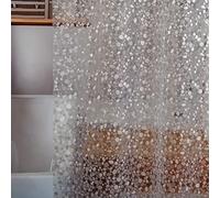 Waterproof Shower Curtain Liner 8G EVA Thick with Heavy Duty 3 Bottom Magnets, Shower Liner for Shower Stall, Bathtubs, 3D Pebble Pattern, 72 x 72,12 Hooks