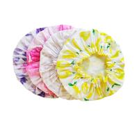 Waterproof Shower Hat Hair Cap Double Layer 2pcs for Women, Fabric | Chrysanthemum and Stripe Patterns, for Shower and Facial Cleansing Routine, Assorted Colour Duo