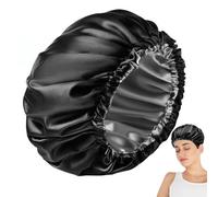 Waterproof Shower Head - Double Layer Adjustable Reusable Hair Protector | Black Waterproof Shower Cap for Camping Travel