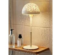 Waterproof Shower Lamp,Bathroom Lamp with 7 Color Ocean Wave Projector & 3 Color Stepless Dimming Light,Rechargeable Cordless Shower Lamp with Touch & Remote Control,Waterproof Lamp for Shower Bath