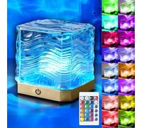 Waterproof Shower Lamp for Inside Showe, 16 Colours Adjustable Aurora Light Projector with Remote, Rechargeable Touch Control Rotating Water Ripple Night Mood Light for Party Bedroom Living Bathroom
