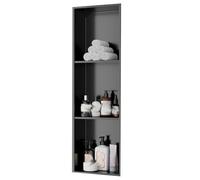 Waterproof Shower Niche Recessed,Stainless Steel Niches, Bathroom Interiors Built-in Niches, Toiletries and Cosmetics Storage Finished Shelves, TV Cabinet Partitions(Color:White,Size:28x900c