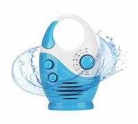 Waterproof Shower Radio, AM/FM Radio with Adjustable Volume, Battery Operated Portable Speakers with Hook Handle for Shower Rooms, Bedside, Garages