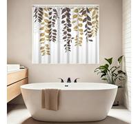 Waterproof Shower Window Curtain for Privacy, Eucalyptus Leaves Vine Small Short Shower Curtain with Hooks, Plants Leaf Sage Mini Bathroom Window Curtain 60x48 Inch