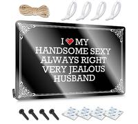 Waterproof Signs Rustic Accessory | I Love My Handsome Sexy Always Right Very Jealous Husband Old-fashioned Metal Wall Decor For Pool Home(20X30CM)