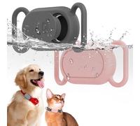 Waterproof Silicone Case Holder for Galaxy Smarttag2, 2 Pack Pet Dog Cat Collars, Anti-Lost Scratch Resistant Holder Accessory Protective Cover for Samsung Galaxy Smart tag2 (Grey/Pink)