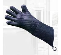 Waterproof Silicone Grill Mitts Featuring 14 Inch Extended Coverage Heat Protection And Textured Grip For Handling Hot Grilling Tools And Cookware(black)