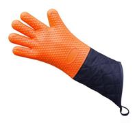 Waterproof Silicone Grill Mitts Featuring 14 Inch Extended Coverage Heat Protection And Textured Grip For Handling Hot Grilling Tools And Cookware(orange)