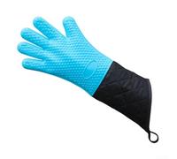 Waterproof Silicone Grill Mitts Featuring 14 Inch Extended Coverage Heat Protection And Textured Grip For Handling Hot Grilling Tools And Cookware(blue)