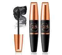 Waterproof Silk Fibre Thick Lengthening Mascara, 4D Silk Fiber Lash Mascara for Women, Black Long Lasting Smudge-Proof Curling Eyelashes Mascaras(2Pcs)