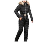 waterproof ski jacket womens Ski Suits for Women Windproof Snowsuit Winter Warm All In One Suits Hooded Outdoor Sports Jackets One Piece Softshell Coat Jacket Outdoor Snowboarding Coat Jumpsuit