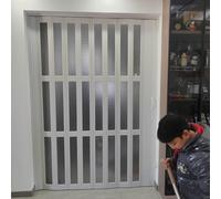 Waterproof Sliding Door75 to 95" High White Room Divider with Handles Frosted Acrylic Folding Gate Screen for Interior Spaces (63x90in/160x229cm)