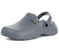 Waterproof Slippers Women Men Lined Clogs Winter Fur Garden Shoes Warm Mules House Anti-Slip Slippers Indoor Outdoor, Dark Grey, 12 UK, 46 EU