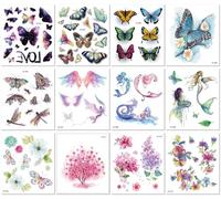 Waterproof Small Fresh Glitter Butterfly Tattoo Sticker Gradient Unicorn Tattoo Sticker Disposable105*120mm