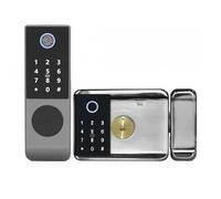 Waterproof Smart Lock Fingerprint Lock All Lock Compatible With Tuya Outdoor Iron Door Apartment Password Lock Bull Head Lock(Dual fingerprint+gateway)