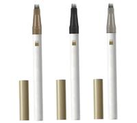 Waterproof Smudge-Proof Eyebrow Pen 3PCS with 4 Tip - Ultra-Fine Brush Brow Pencil for Natural Looking Beginner-Friendly (Brown, Black)