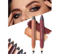 Waterproof smudge-proof plum eyeshadow & eyeliner pencil - perfect color duo-shadow liner 2-in-1 with honey tones for natural eye makeup (Heat+ Sizzle)