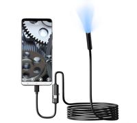 Waterproof Snake Camera Type C Borescope 5.5mm Lens HD Imaging Tool with 6 LEDs for Plumbing Automotive Wall Inspection Flexible Cable 3.5 Metre Length(3.5M Hard Cable)