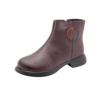 Waterproof Snow Boots Wide Calf Boots for Women Women's High Performance Warm Booties Soft Comfortable Can Adapt to The Cold Harsh Environment High Shoes for (Red, 6)