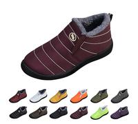 Waterproof Snow Boots Women, Ankle Boots for Women UK Wide Fit Round Toe Slip Resistant Walking Shoes Cold Weather Autumn Winter Warm Faux Fur Lined Slouch Short Flat Cotton Boot