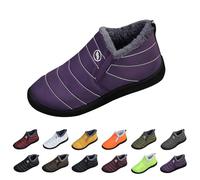 Waterproof Snow Boots Women, Ankle Boots for Women UK Wide Fit Round Toe Slip Resistant Walking Shoes Cold Weather Autumn Winter Warm Faux Fur Lined Slouch Short Flat Cotton Boot