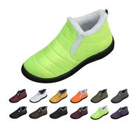 Waterproof Snow Boots Women, Ankle Boots for Women UK Wide Fit Round Toe Slip Resistant Walking Shoes Cold Weather Autumn Winter Warm Faux Fur Lined Slouch Short Flat Cotton Boot