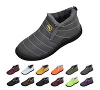 Waterproof Snow Boots Women, Ankle Boots for Women UK Wide Fit Round Toe Slip Resistant Walking Shoes Cold Weather Autumn Winter Warm Faux Fur Lined Slouch Short Flat Cotton Boot