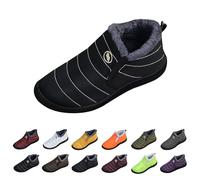 Waterproof Snow Boots Women, Ankle Boots for Women UK Wide Fit Round Toe Slip Resistant Walking Shoes Cold Weather Autumn Winter Warm Faux Fur Lined Slouch Short Flat Cotton Boot