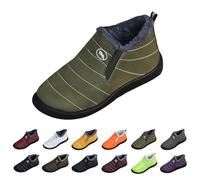 Waterproof Snow Boots Women, Ankle Boots for Women UK Wide Fit Round Toe Slip Resistant Walking Shoes Cold Weather Autumn Winter Warm Faux Fur Lined Slouch Short Flat Cotton Boot