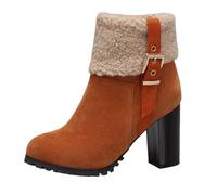 Waterproof Snow Boots Women Fur Lined Boots Women High Performance Warm Booties Soft Comfortable Can Adapt to The Cold Harsh Environment Winter Work Booties for (Orange, 6)