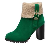 Waterproof Snow Boots Women Fur Lined Boots Women High Performance Warm Booties Soft Comfortable Can Adapt to The Cold Harsh Environment Winter Work Booties for (Green, 5)