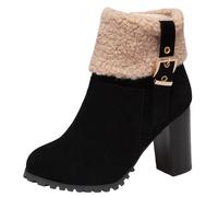 Waterproof Snow Boots Women Fur Lined Boots Women High Performance Warm Booties Soft Comfortable Can Adapt to The Cold Harsh Environment Winter Work Booties for (Black, 7.5)