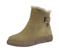 Waterproof Snow Boots Women Wide Calf Boots Women Comfortable Classic Water Resistant Shoes Spring and Autumn Winter Plush Boot Frosted Flat Heel Thickened Wool Short Side Zipper Flat Cotton Boot