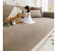 Waterproof Sofa Cover - Chenille Pet Protector for Dogs Scratch & Urine Resint Soft & table Pet-Friendly Couch Blanket (Brown 110x210cm)